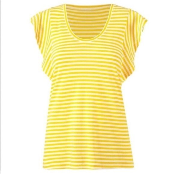 CAbi | Daisy Yellow Stripe Round Neck Jersey Pullover Tee Blouse - Picture 6 of 6